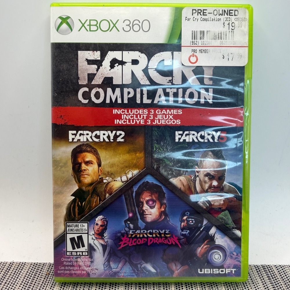 Far Cry Compilation Xbox 360 3-Game Bundle Far Cry 2 3 Blood Dragon Ubisoft M